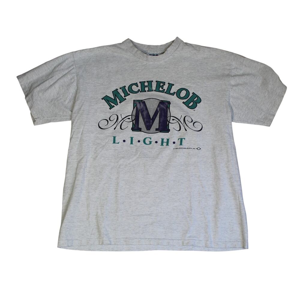 Vintage Michelob Light Beer T Shirt Mens XL Gray Graphic 90s Single Stitch Tee
